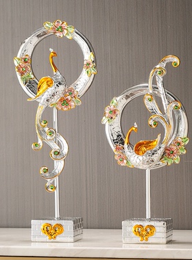 凤凰简欧式电视柜轻奢风结婚摆件