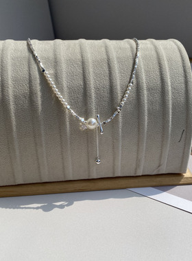 防过敏不掉色韩版轻奢感碎银子不规则小众设计短款项链日常百搭款