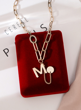 防过敏不掉色时尚洋气字母毛衣链