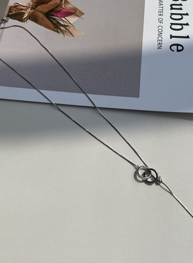 防过敏不掉色高级感冷淡风经典百搭双戒指环项链锁骨链休闲服配饰