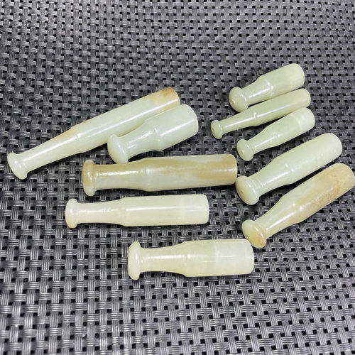 和田玉烟嘴老式旱烟袋直式纸烟烟杆烟斗天然新疆糖青白玉老烟嘴 - 图2