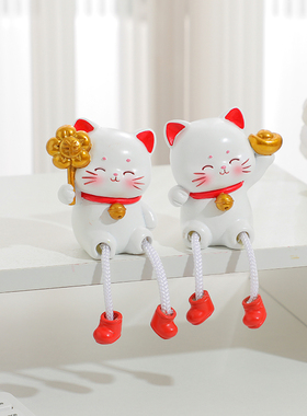 招财猫可爱吊脚娃娃摆件