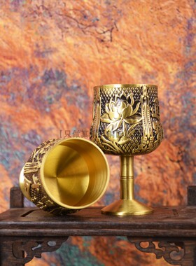 纯黄铜供酒供水杯关公财神爷贡杯