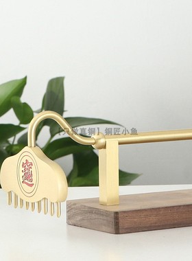 27cm纯铜九齿钉耙猪八戒摆件实心