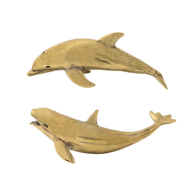 13cm large Chinese killer whale dolphin solid copper