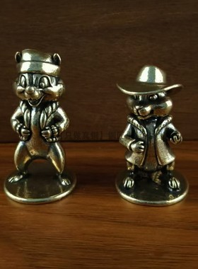 纯铜戴礼帽圣诞帽的小松鼠小摆件