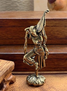 纯黄铜敦煌飞天女神像摆件纪念品