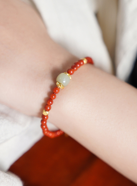 珞有时「红云托玉」国风新中式天然南红项链龙年本命年饰品