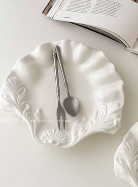 南法贝壳陶瓷置物盘复古甜品盘