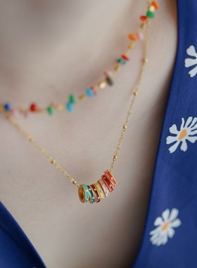 多巴胺珐琅转运圈项链耳环锁骨链