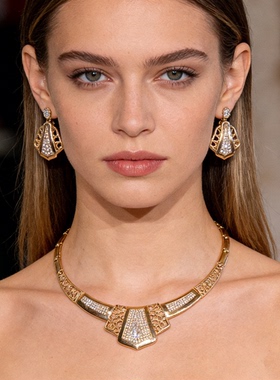 镶钻镂空网格项链耳环套装新娘