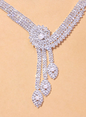 四件套麦芭贝尔水钻珍珠女项链