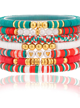 圣诞节串珠手链弹性多层友谊手链