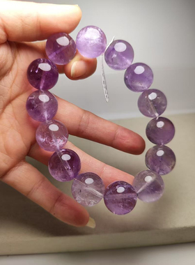 直径16.5mm大尺寸天然原矿高货玻利维亚紫水晶手串大尺寸高性价比