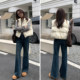 Self-retained benchmark pants type~retro micro-flavored velvet jeans for women in autumn and winter new straight-leg loose floor-length wide-leg pants