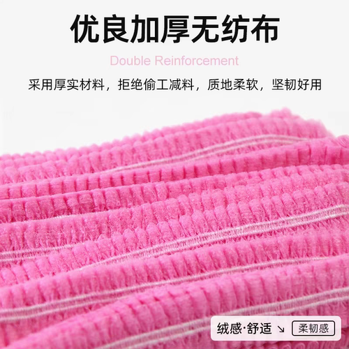 一次性透气粉色条形网帽餐饮女厨师食品工作防尘防掉发无纺布头套 - 图2