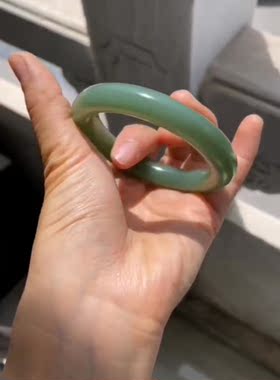 已结缘欣赏小圈口玉镯和田玉俄罗斯碧玉粉青手镯羊脂级手镯52.5圈