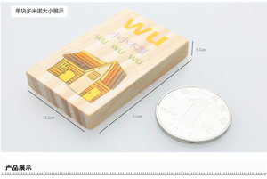 木丸子90片学拼音汉字认知多米诺骨牌 儿童益智早教木制积木玩具