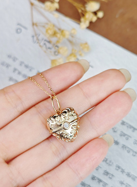 S925镀金莫桑钻石榴石爱心吊坠