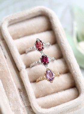 天然紫水晶戒指简约时尚百搭