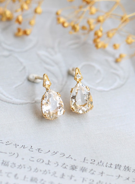 日本925银白水晶水滴项链