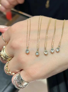 24K浅黄海蓝宝水滴彩宝项链耳钉