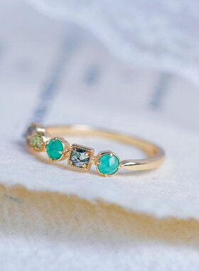 天然水晶橄榄石拉长石925银戒指