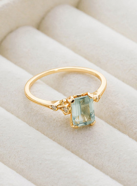 轻珠宝纯银镀14K金日系精致戒指