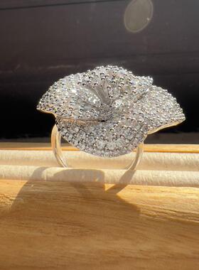 K金立体优雅花朵夸张奢华戒指