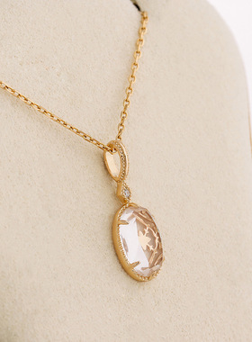 S925镀金花朵石英石吊坠奢华