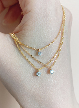 日系aget莫桑钻石14K镀锁骨链