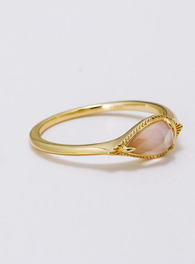 轻奢公主风石英石粉贝母纯银戒指