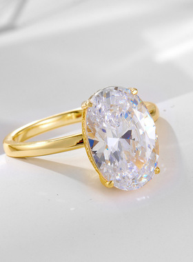 S925银5.5克拉冰花切锆石戒指