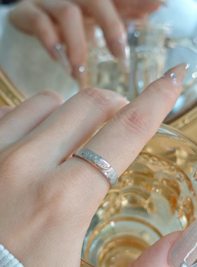 猫女925银夜空星月镶锆戒指