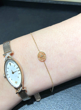 复古S925银镀金手链可滑动调节