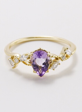 圣诞限定天然紫水晶纯银戒指