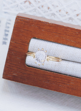 简约个性小众圣诞天然白水晶戒指