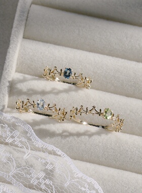 凰谨日系复古月光石925银戒指