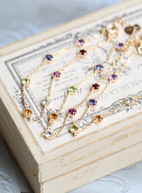 日系简约彩虹水晶925银手链