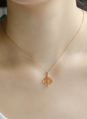 日式复古窗花欧泊珍珠纯银吊坠