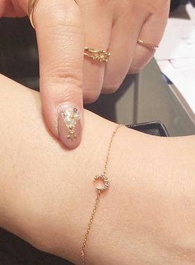 日本轻奢925银14K镀金月亮手链