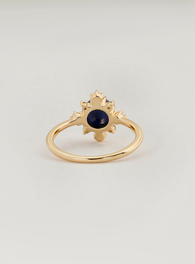 轻奢日系天然珠宝925银镀金戒指