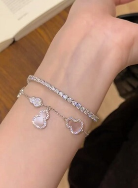 纯银s925葫芦福禄粉贝母手链华贵