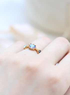 agete925银蓝宝石托帕石戒指