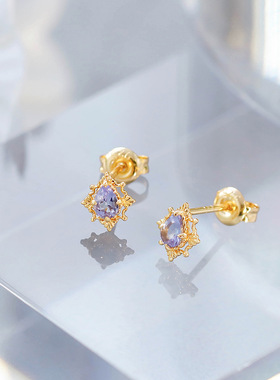 S925银镀14K金坦桑石首饰套件