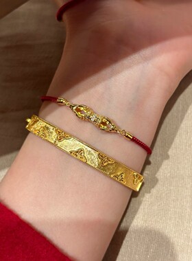 纯银S925新年红金刚杵红绳手链