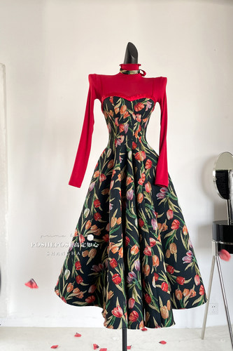 POSHEPOSE高定如心洛可可月桂诗郁金香礼赞.郁金香老花长款 - 图3