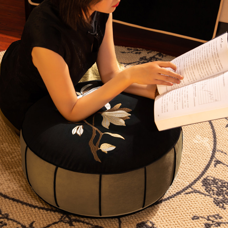 新中式坐垫圆形可拆洗中古懒人沙发地上坐墩家用榻榻米脚踏飘窗垫,淘宝优惠券,粉丝福利购,淘宝优惠卷