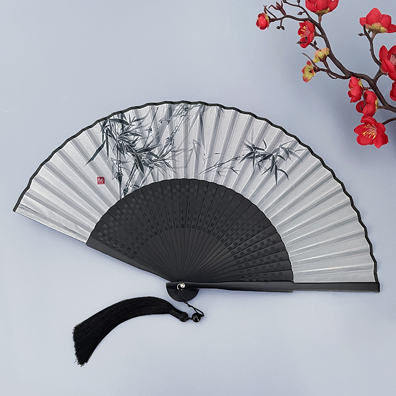 扇子古风折扇水墨风新中式汉服中国风马面裙夏天随身便携折叠扇子 - 图0