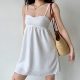 GO GIRL Go homemade European and American style simple chest fold camisole dress female high -waist A -line skirt